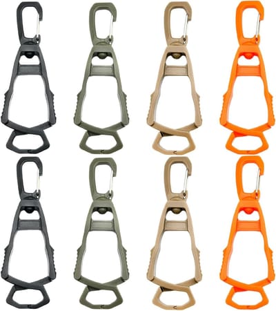 Set van 8 Werk Klemmen voor Handschoenen, 360 Graden Draaibare Grip Clips met Karabijnhaak, Multifunctioneel en Duurzaam, 10.5 x 3.5 cm