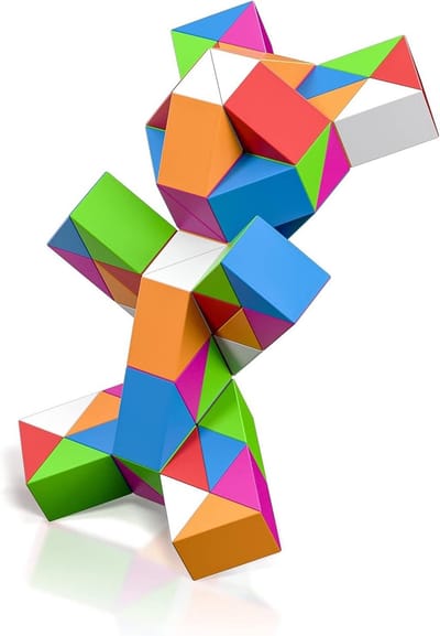 Magische Slang Puzzel - IQ Speelgoed - Vinger en Brein Training - 72 Segmenten - 201x102x24mm - Regenboog