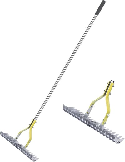 Grasrak met roestvrij stalen handvat - efficiënt voor dood gras - 38 cm breed