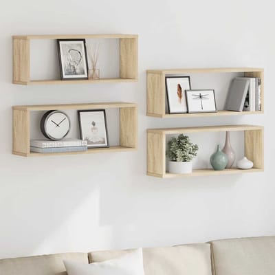vidaXL - Wandschappen - kubus - 4 - st - 60x15x23 - cm - bewerkt - hout - sonoma - eiken