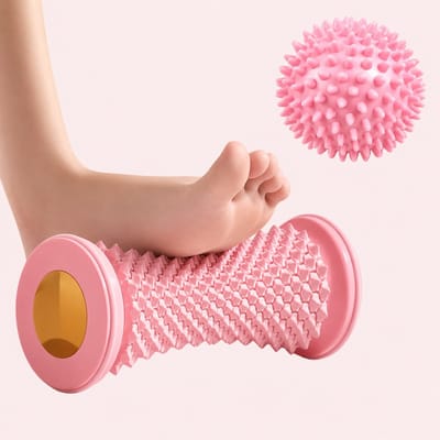 ®SJTOER - 2-Delige Voetmassage Set – Massagebal & Voetroller voor Spierontspanning, Fascia Massage en Herstel | Roze