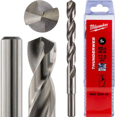 Milwaukee THUNDERWEB - Metaalboren DIN 338 - 5 en 10 stuks TW 12.0 x 151-5 stuks - 4932352403