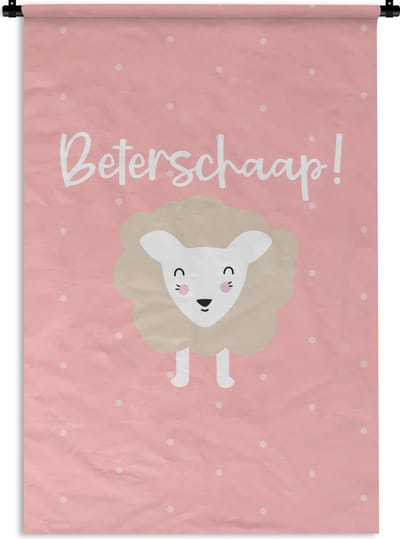 Wandkleed - Wanddoek - Beterschap - Spreuken - Schaap - 120x180 cm - Wandtapijt