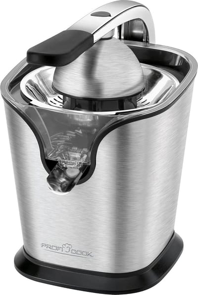Citruspers met 2 sapkegels en anti-druppelfunctie - 160 Watt - Zilver en zwart