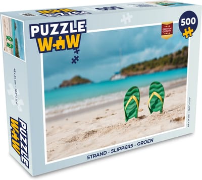 Puzzel Strand - Slippers - Groen - Legpuzzel - Puzzel 500 stukjes