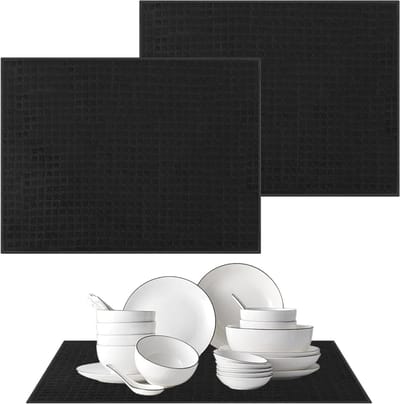 Microvezel Droogmat voor Keuken - 2 Stuks, 51 x 38 cm, Sneldrogend, Absorberend en Machinewasbaar voor Borden, Glazen en Bekers
