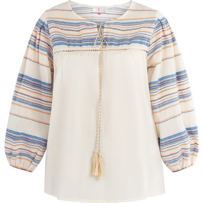 IZIA Blouse Dames Oranjeblauw gebroken wit