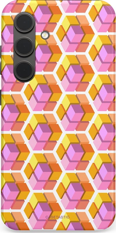Casetastic Hoesje Geschikt voor Samsung S24 - Stijlvolle Beschermende Duo-layer Case - Pastel Hex Kunst