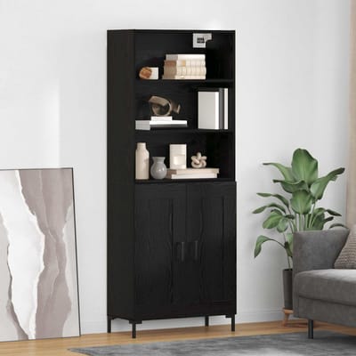 vidaXL - Highboard - Zwart - Eiken - 69,5 - x - 34 - x - 180 - cm - Bewerkt - hout