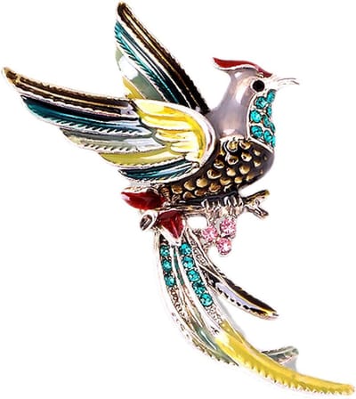 Broche Olie Druppel - Vogel Corsage - Feestelijke Accessoire - Handgeschilderd Design - N.v.t. - Multicolor