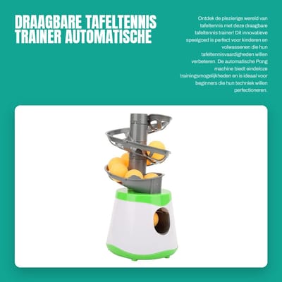 Dailygoods- Tafeltennis Trainer Draagbaar - Automatische Training - Speelgoed - Inclusief 10 Ballen - ABS Materiaal - Geschikt voor Kinderen - Tafeltennis Robot