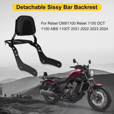 Dailygoods- Sissybar Afneembaar - Rugleuning voor Rebel 1100 - Rugleuning voor Passagier - Bagagerek - Geschikt voor 2021/2024 modellen - Inclusief 1 Sissybar