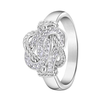 Lucardi Dames Ring Surinaamse mattenklopper met kristal - Ring - Cadeau - Staal - Zilverkleurig