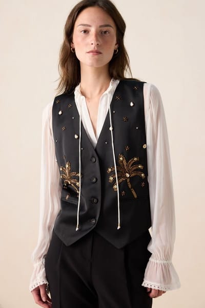 Sissy-Boy - Zwart gilet met palmbomen