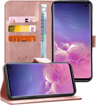 Hoesje geschikt voor Samsung Galaxy S10 - Book Case Kunstleer Pasjeshouder Rosegoud