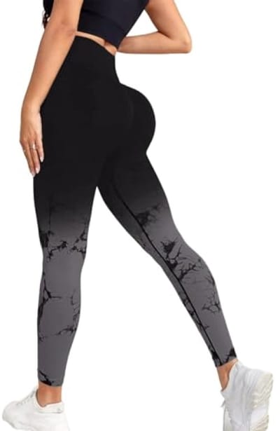 Dames sportlegging met hoge taille en sculpting effect - Zwart Grijs - Maat M
