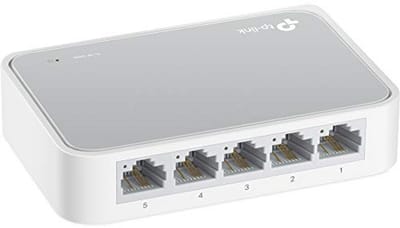 5-Poorts Ethernet Switch - Snelle Netwerkverbindingen zonder Ventilator (10/100 Mbit/s)