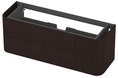 INK - Afgeronde Onderkast Fineer 2 Laden Softclose met Gefreesd Front Tbv Grepen - 1400x450x520 Mm - Dark Veneer