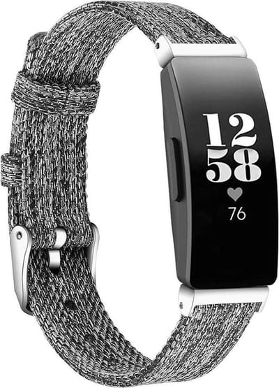 KELERINO. Denim bandje geschikt voor Fitbit Inspire (HR) - 2 - Donker Grijs