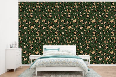 Behang - Fotobehang Panter - Goud - Patronen - Luxe - Breedte 345 cm x hoogte 220 cm