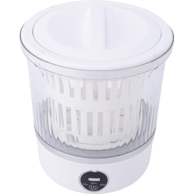 Draagbare Wasmachine Draadloos Oplaadbaar 3L Ondergoed Wasmachine met LED   voor Babykleding Sokken white