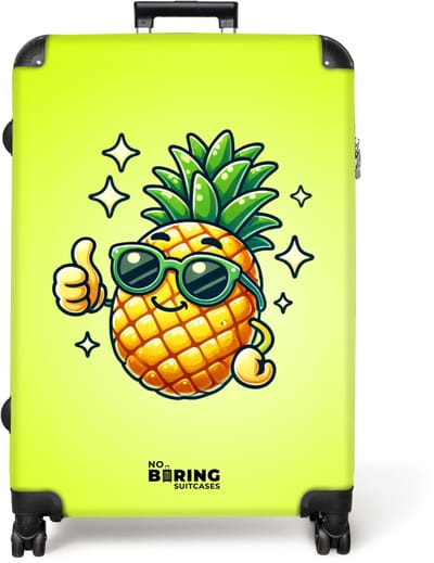 NoBoringSuitcases.com® - Koffer groot - Reiskoffer lichtgewicht - Ananas - Cartoon - Zonnebril - Rolkoffer met 4 wielen - Grote trolley XL - 98 liter bagage