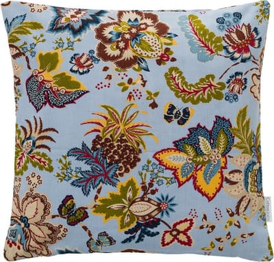 Cottonbaby sierkussenhoes bloemenprint lichtblauw mini ribfluweel
