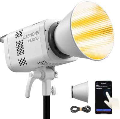 SnelShoppen - LED-videolamp 320W Bi-Color 2800K-6500K - Bowens Mount - 58900lux @5600K - App-bediening, NFC, DMX CRMX - Perfect voor video-opnames en