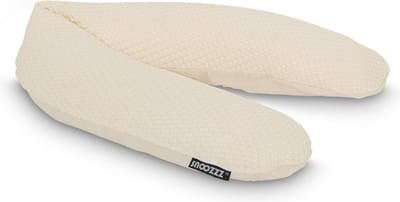Snoozzz Voedingskussen Premium Kwaliteit - 185 cm – Microparel Vulling – Luxe Draagtas – Wasbare Hoes - Wafel Champagne