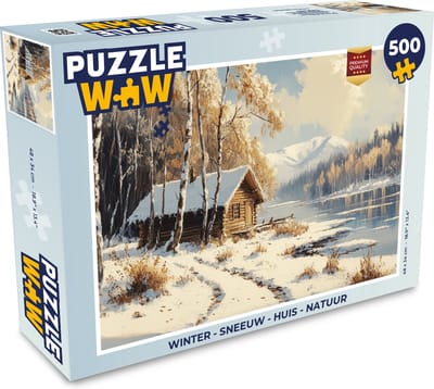 Puzzel Winter - Sneeuw - Huis - Natuur - Legpuzzel - Puzzel 500 stukjes