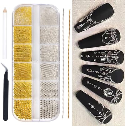 Dailygoods- Nagelkralen Gouden/Zilveren - Nagelcaviaar Kralen - Nail