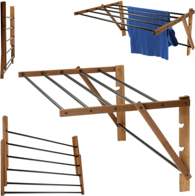 KADAX houten wasdroger voor de badkamer, 85 cm, wandmontage, milieuvriendelijk, voor thuis