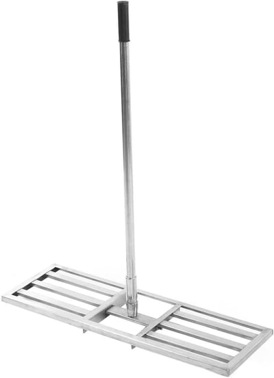 Dailygoods- Gazonnivelleringshark roestvrij staal - Telescopische lange steel - Antislip handgreep - Multifunctioneel - Geschikt voor elk gras - Stenen verwijderen en materialen verdelen - Gronddistributeur