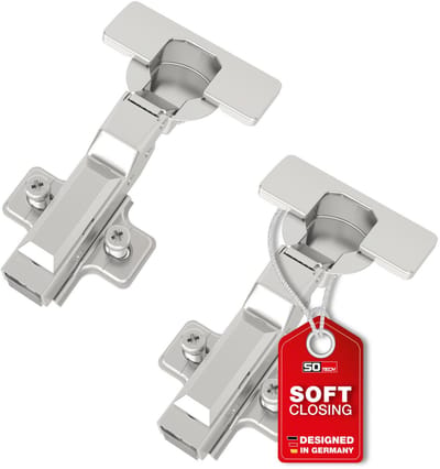 SOTECH SMOOTH 2 stuks SOFT-CLOSE potscharnieren 105° middenaanslag T52 met montageplaten, deksels, schroeven en snelmontage KLIP, getest met 50.000 cycli