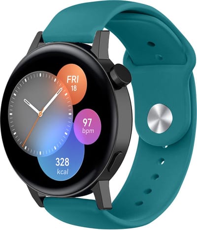 Strap-it Siliconen sport bandje - geschikt voor Huawei Watch GT 2 42mm / GT 3 42mm / GT 3 Pro 43mm - groen-blauw