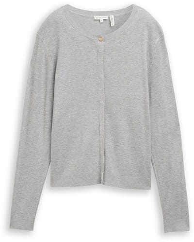 Tom Tailor - Vest met verborgen knoopsluiting - Maat XL - medium silver grey melange