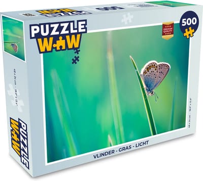 Puzzel Vlinder - Gras - Licht - Legpuzzel - Puzzel 500 stukjes