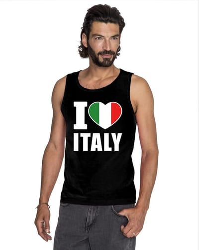 Zwart I love Italie supporter singlet shirt/ tanktop heren - Italiaans shirt heren S