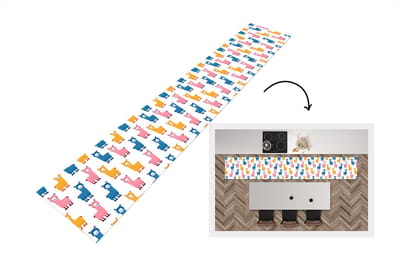 Keukenloper - Loper keuken - Lama - Dieren - Patronen - Roze - Blauw - 300x50 cm - Keukenloper vinyl