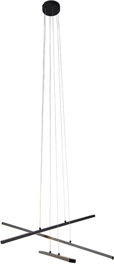 QAZQA jolanta - Moderne LED Hanglamp voor boven de eettafel | in eetkamer - 3 lichts - Ø 80 cm - Zwart - Woonkamer | Slaapkamer | Keuken