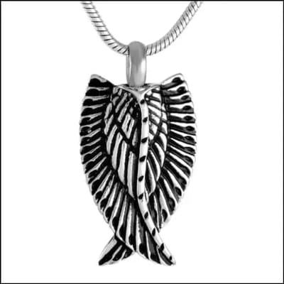Aramat Jewels | Gedenkhangers | Stalen Ashanger met Vleugels – 15 Modellen Engel & Hart Gedenksieraad | Vleugels-3x1.8cm | |20mm | Staal | Volwassenen | Verkleurd niet