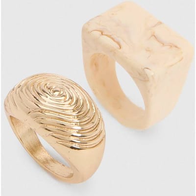 boohoo Dames Hars Chunky Ringen 2-pack | Goud