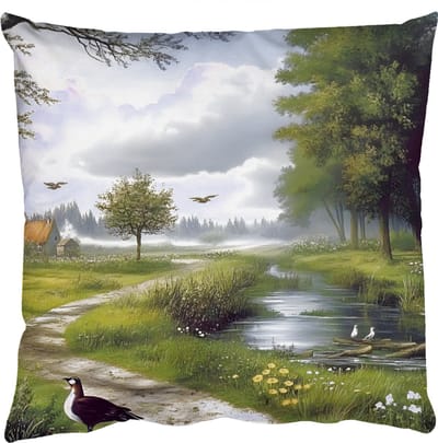 Sierkussens - Kussentjes Woonkamer - 50x50 cm - Zandpad - Groen landschap - Water