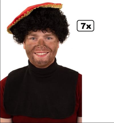 7x Piet col zwart - Pieten col Sinterklaas feest pieten kraag