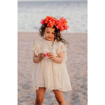 Louise Misha Dress Lyka White & Gold Stripes Größe: 3M | Kleider Outlet | Unisex | Weiß
