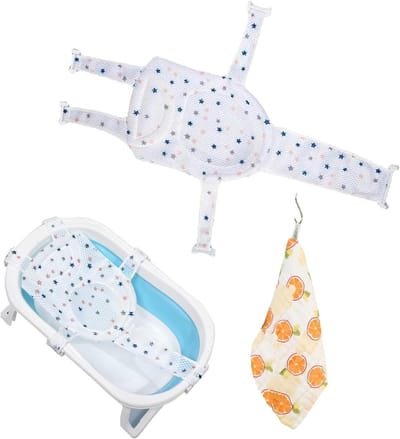 Badkussen voor baby's - comfortabele badverkleiner - inklapbaar badmatje met handdoekhaak - Wit.