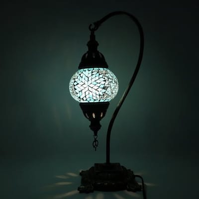 Turkse Mozaïek Lamp - Tafellamp Zwanenhals - Ø 12 cm - Hoogte 43 cm - Handgemaakt en Kleurrijk