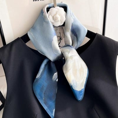 Natuurlijke Zijde Sjaal Dames Nek Vierkant Hoofdband Sjaals Bandana Mode Hijab Poncho Sjaals Pashmina Vrouwelijke Foulard 53Cm Real Silk 53x53cm gray