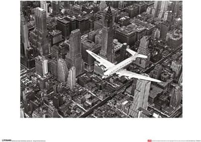 Kunstdruk Time Life - DC-4 Over Manhattan 40x50cm