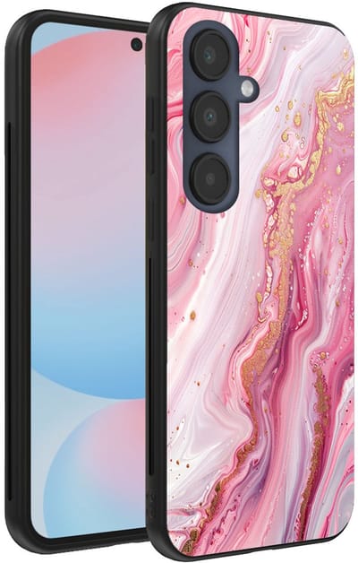 Smartphonica Telefoonhoesje Geschikt voor Samsung Galaxy S24 FE met marmer opdruk - TPU backcover case marble design - Roze geschikt voor Samsung Galaxy S24 FE